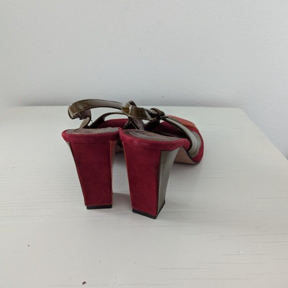 Tahari Sling Back Peep Toe Leather & Suede Heels, 7 - Picture 4 of 6